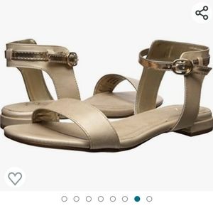 NWOT A2 Aerosole Gold Sandals, Size 8.5 (39)